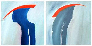 "Gegeneinander"_ 2x 40cmx40cm_ Acryl an Leinwand